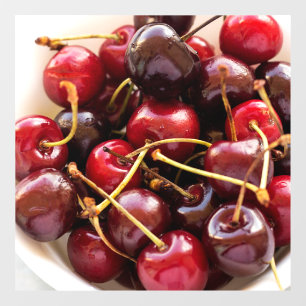 Fresh Red Cherries in a Bowl Photograph Window Cling