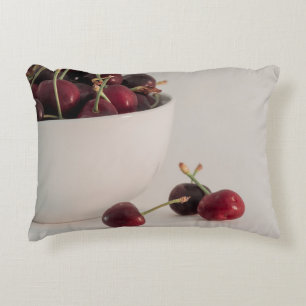 Fresh Red Cherries In Muted Tones Still Life Photo Decorative Cushion