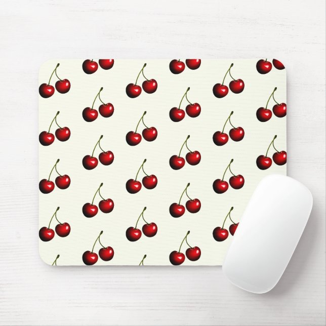 Fresh Red Cherries Mouse Pad - Custom Colour (With Mouse)