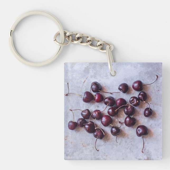 Fresh Red Cherries Photograph Key Ring (Front)