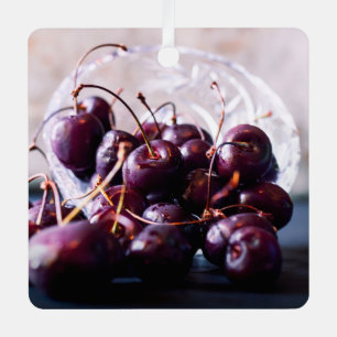 Fresh Red Cherries Photograph Metal Tree Decoration