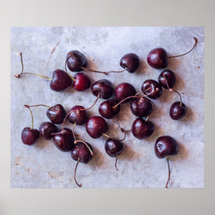 Fresh Red Cherries Photograph Poster