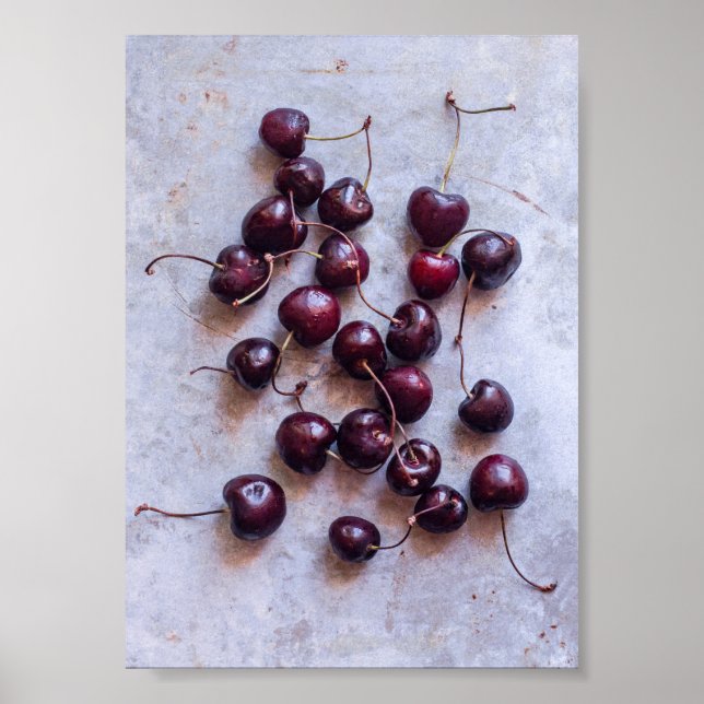 Fresh Red Cherries Photograph Poster (Front)