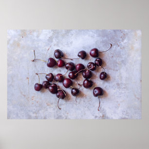 Fresh Red Cherries Photograph Poster