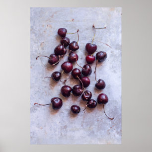 Fresh Red Cherries Photograph Poster