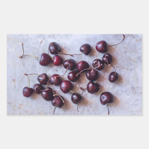 Fresh Red Cherries Photograph Rectangular Sticker