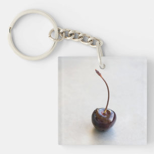 Fresh Red Cherry Photography Key Ring