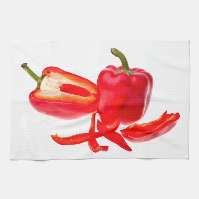Fresh red pepper photo with text tea towel (Horizontal)