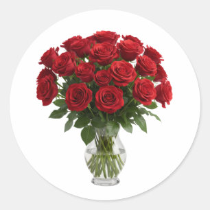 Fresh Red Roses Bouquet in Glass Vase Sticker