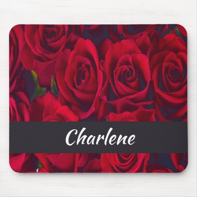 Fresh red roses mouse mat (Front)