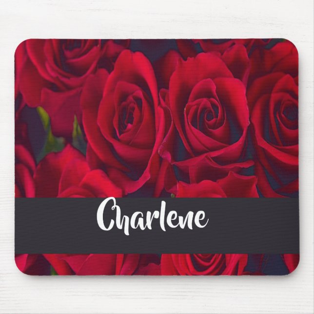 Fresh red roses mouse mat (Front)