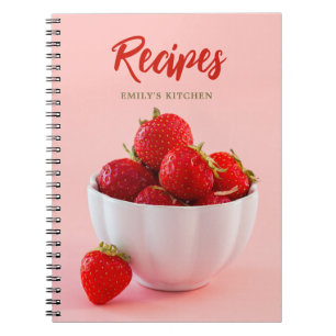 Fresh Red Strawberries On Pink Photo Recipes Notebook