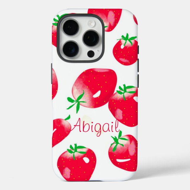 Fresh Red Strawberries (White) Personalised Case-Mate iPhone Case (Back)