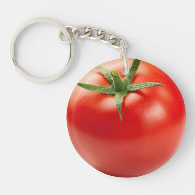 Fresh Red Tomato Isolated On White Background Key Ring (Front)