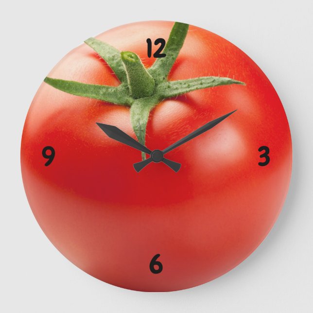Fresh Red Tomato Isolated On White Background Large Clock (Front)