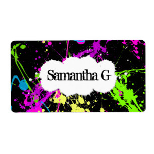 Fresh Retro Neon Paint Splatter on Black