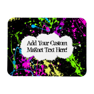 Fresh Retro Neon Paint Splatter on Black Magnet