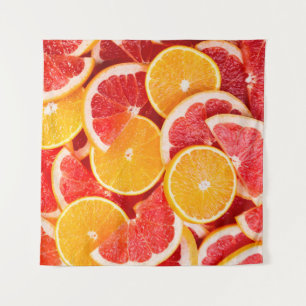 Fresh ripe orange and grapefruit backgroundbackgro tapestry