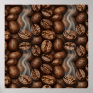 Fresh Roasted Coffee Beans Steam Aroma Poster