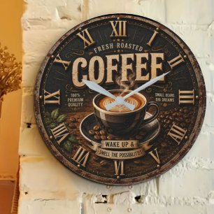 Fresh Roasted Coffee Large Clock
