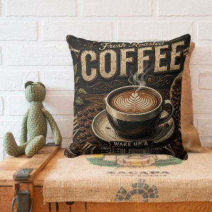 Fresh Roasted Coffee Rustic Farmhouse Cushion