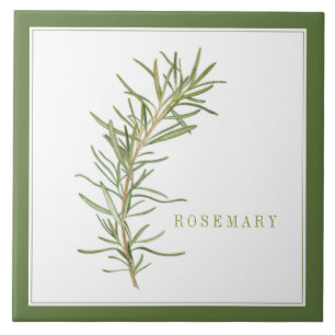 FRESH ROSEMARY 6x6 Ceramic Tile (+text) Green