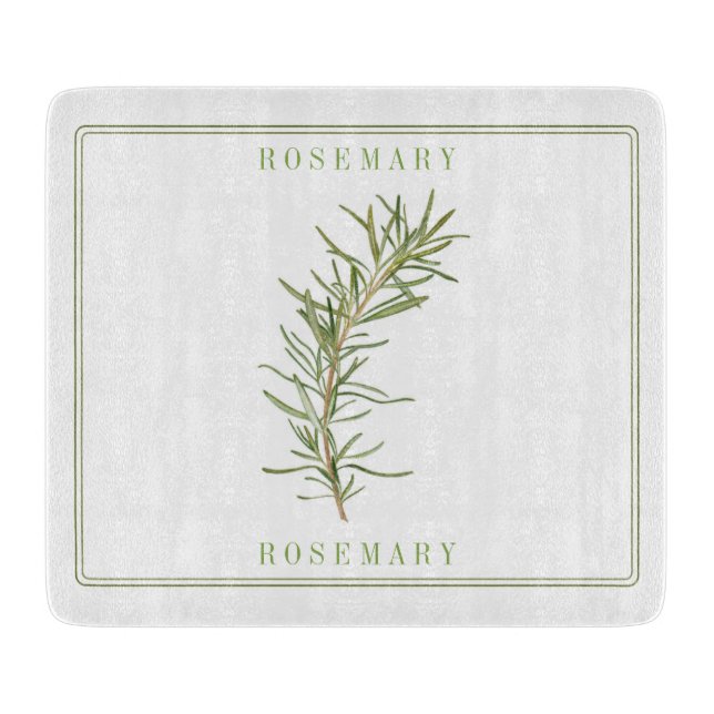 FRESH ROSEMARY 6x7 Glass Cutting Board (Front)