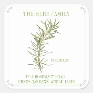 FRESH ROSEMARY Large Square Address Envelope Seals
