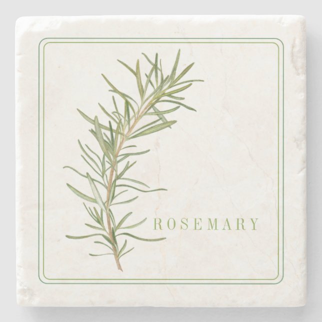 FRESH ROSEMARY Marble Stone Coaster (Front)