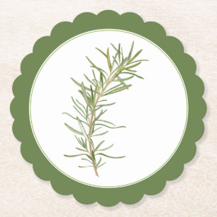 FRESH ROSEMARY Scallop Round Coaster (-text) Green