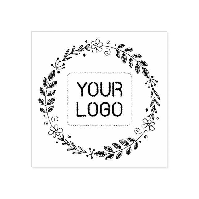 Fresh Round Wreath Custom With Your Company Logo Rubber Stamp (Imprint)
