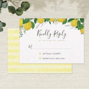 Fresh & Rustic Lemon Wedding RSVP Card