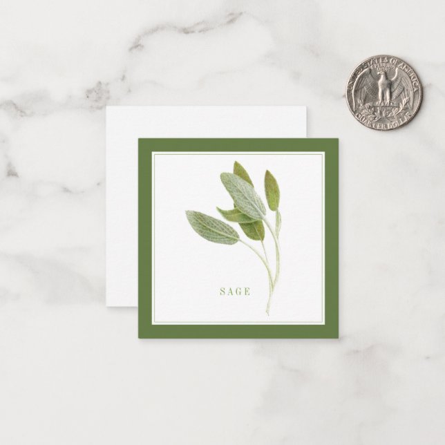 FRESH SAGE 2.5" Square Flat Card / Green (Front/Back In Situ)