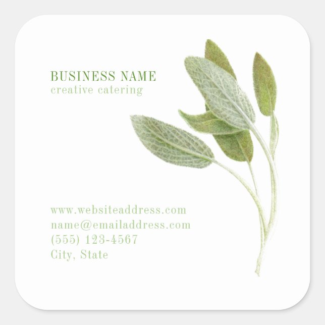 FRESH SAGE Biz ID Large Square Stickers (Front)