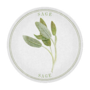 FRESH SAGE Round Glass Cutting Board