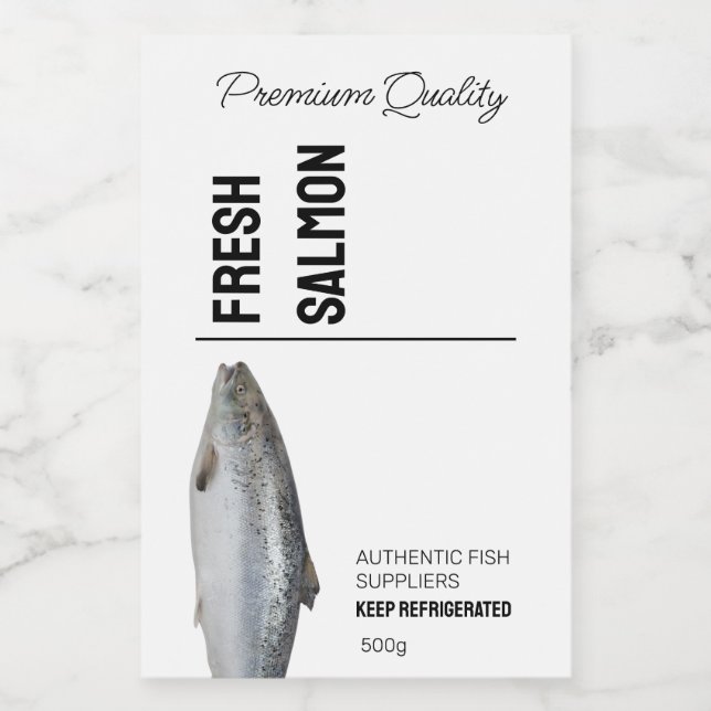 Fresh Salmon Fish Product Label (Single Label)