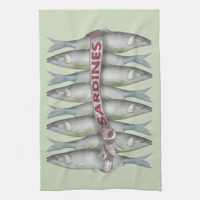 Fresh Sardines Tea Towel (Vertical)