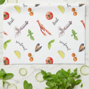 Fresh Seafood Delights Tea Towel