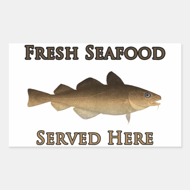 Fresh Seafood Logo (Atlantic Cod) Rectangular Sticker (Front)
