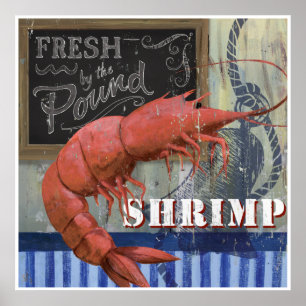Fresh Shrimp Fish market Style art Poster