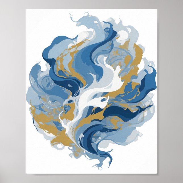 Fresh Silver ABSTRACT ART Design v3 Poster (Front)