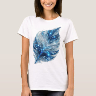 Fresh Silver BLUE ICE LEAF Artistic Motif T-Shirt