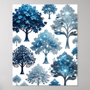 Fresh Silver BLUE ICE TREES Poster