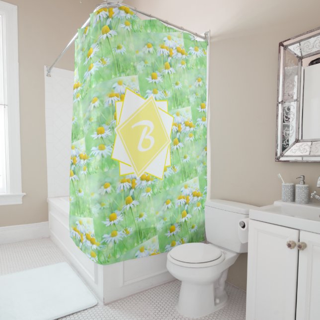 Fresh, Simple Daisies Monogrammable Shower Curtain (In Situ)