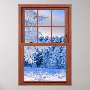 Fresh Snow Cover Fake Window Illusion Poster