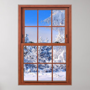 Fresh Snow Cover Fake Window Illusion Poster