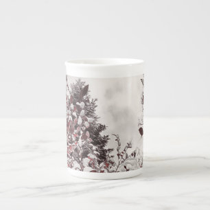 Fresh Snow On Red Leaves Bone China Mug