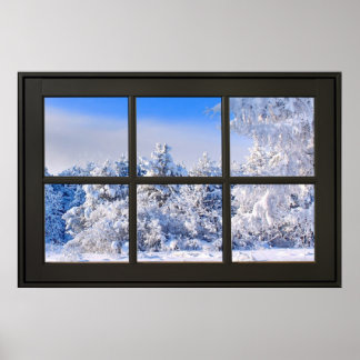Fresh Snow Winter View - Fake Window Illusion Poster