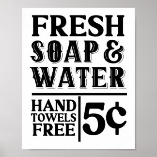 Fresh Soap & Water Vintage Farmhouse Bathroom Poster