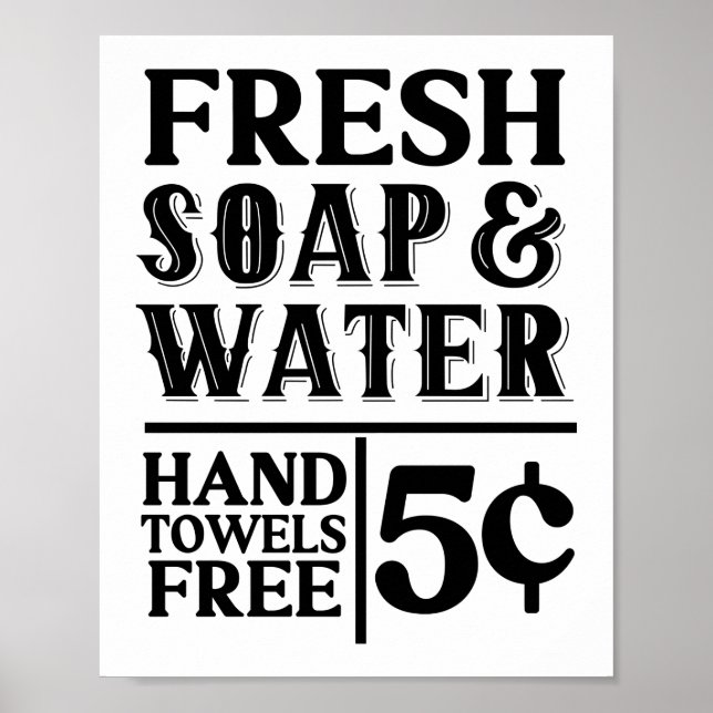 Fresh Soap & Water Vintage Farmhouse Bathroom Poster (Front)